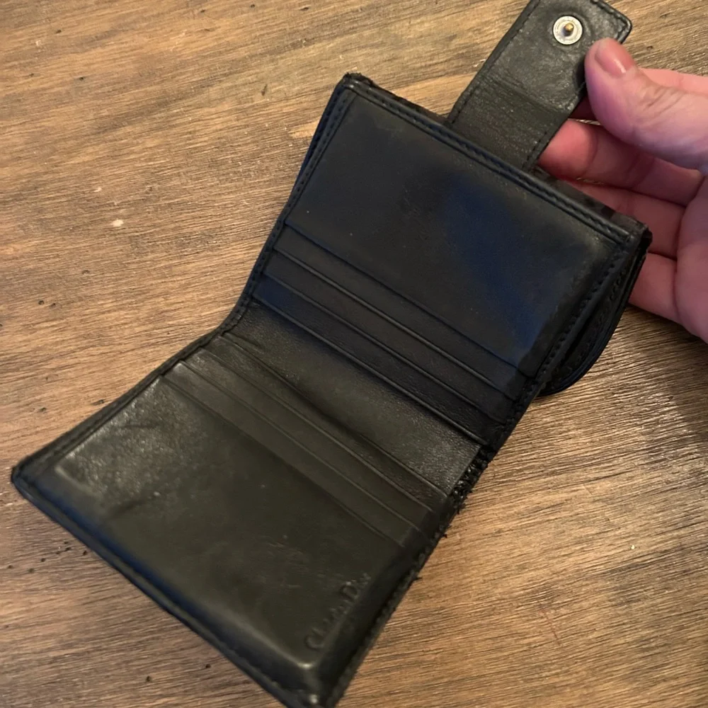 Dior Black Saddle Cloth Wallet Coin leather